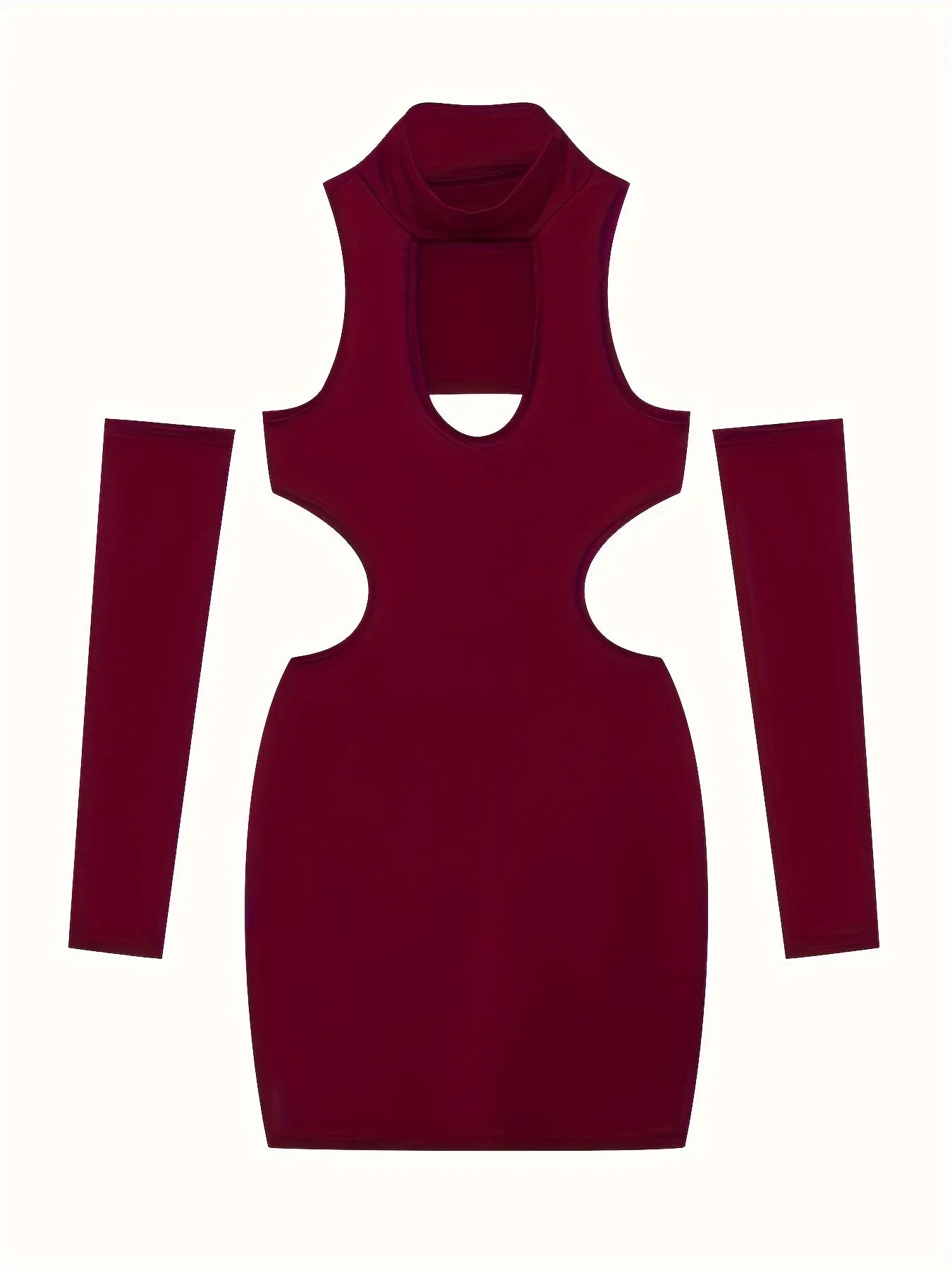Spring and Summer New Style Dress Europe and the United States Sexy Solid Color Hollow Neck Tight Hip Dress
