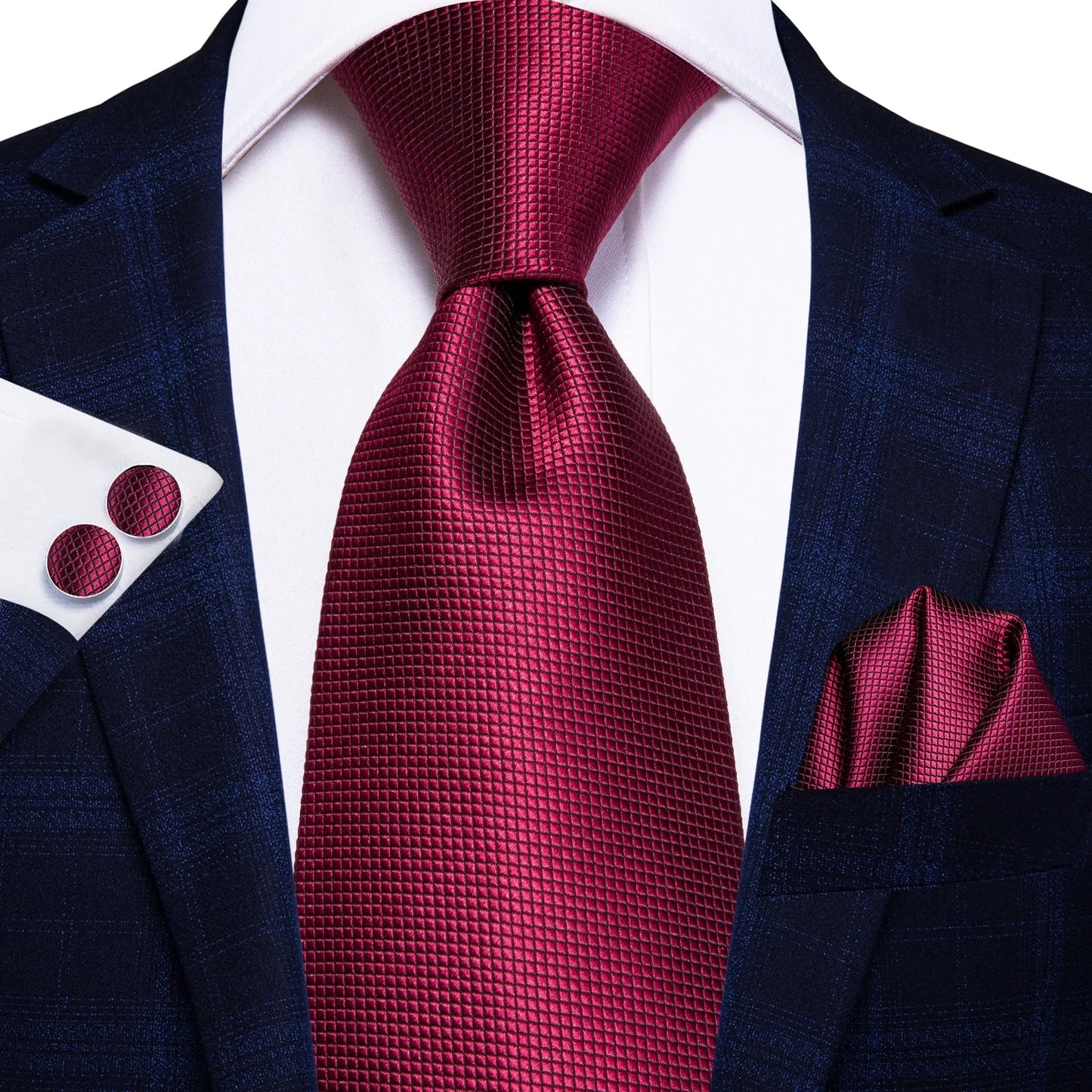 Hi-Tie Mens Gift Tie Set Red Wine Burgundy Paisley Silk Wedding Tie For Men Fashion Design Quality Hanky Cufflink Dropshipping