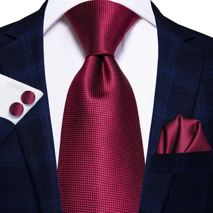 Hi-Tie Mens Gift Tie Set Red Wine Burgundy Paisley Silk Wedding Tie For Men Fashion Design Quality Hanky Cufflink Dropshipping