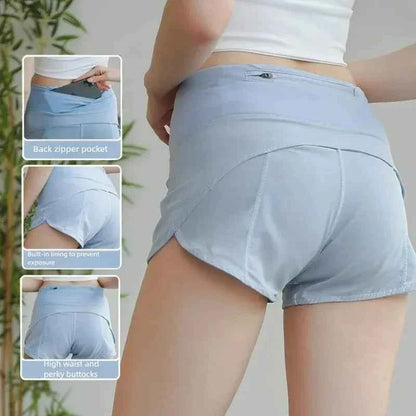 Women's Anti-Explosion 2 in 1 Sports Shorts Quick Dry Running Yoga Shorts Summer Thin Athletic Outdoor Shorts