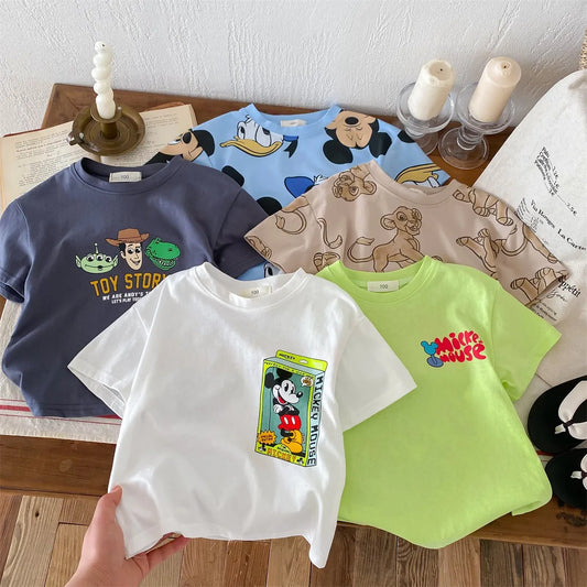 Mickey Kids Clothing Tees Summer Printed Cartoon Fashion Short Sleeve Boys T-shirt Popular Design Children's T Shirts Crewneck