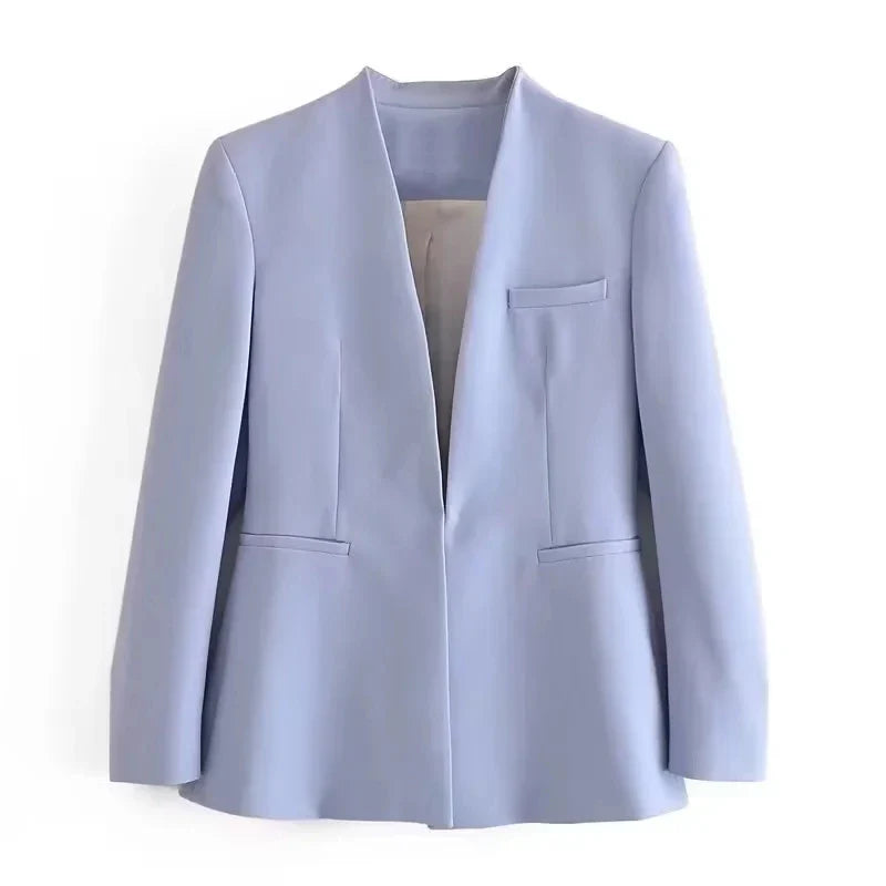 KONDALA Office Lady Beige Women Suits Long Sleeve V Neck Oversized Blazer+High Waist Wide Leg Pants Fashion 2025 Vintage Sets