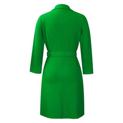 Elegant Dresses for Woman 2024 Autumn Winter New Trends Notched Collar Full Sleeve Sashes Pleated Mid Calf Solid Fashion Dress