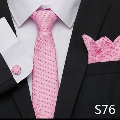 Hot Sale Holiday Gift Tie Pocket Squares Cufflink Set Necktie Dot Man Dark Grey Wedding Accessories Performance