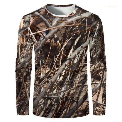 Men's Forest Camo Hunting Long Sleeve T-Shirt – Oversized Quick-Dry Tee