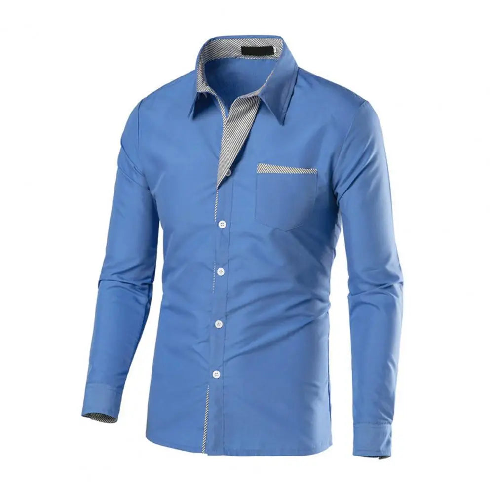 Male Fashion Shirts Full Sleeve Stripe Shirt Men Slim Fit Design Formal Dress Shirts Colors Size L-4XL
