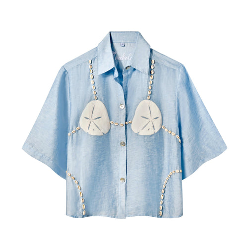 'Sand Dollar Stimulus' ~ Relaxed Crop Cut (Blue)