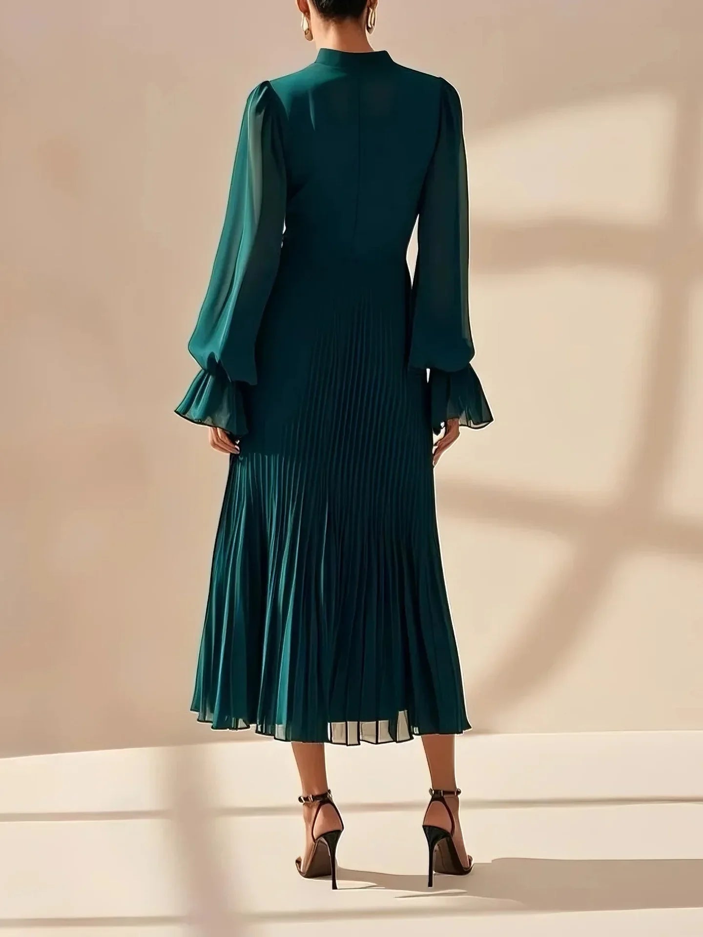 Elegant Ruffle Long Sleeve Dress for Women Chic Spring Summer Layered A Line Dress Lady Pleated Verstidos Prom Party Gowns