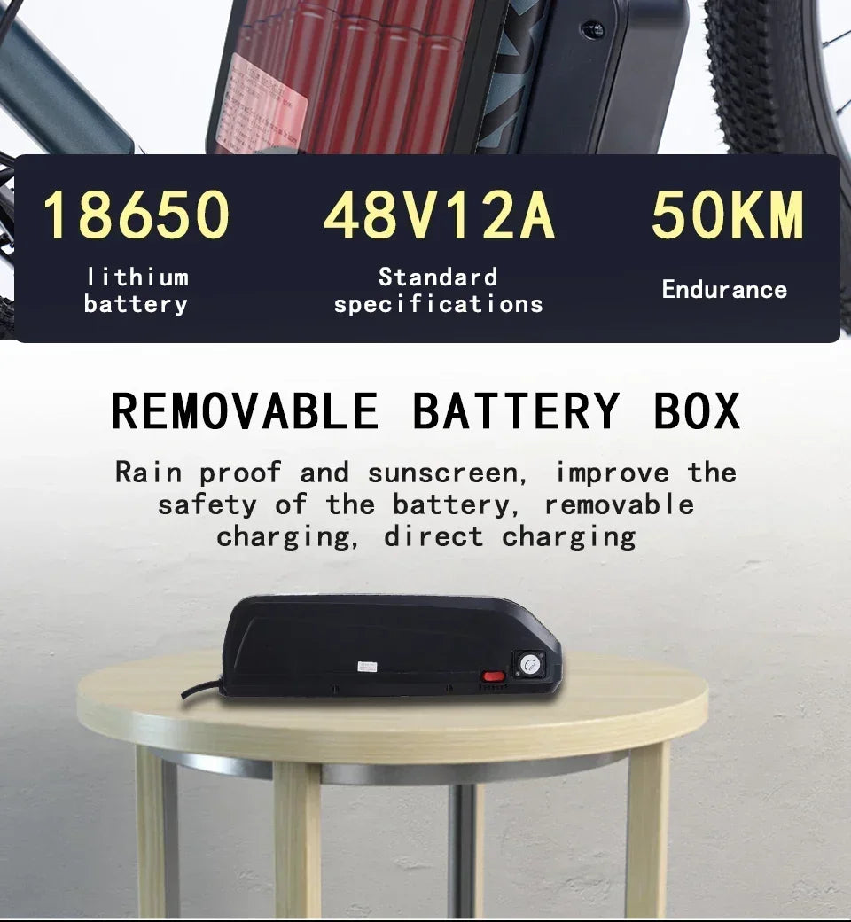 Ebike AKEZ 1000W CityElectricBike Detachable 13Ah Battery Electric Bike 60 Mile Range Dual Disc Brake Alloy Electric Bike