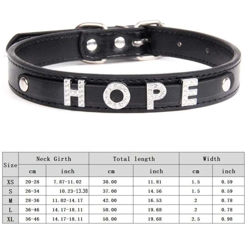 Personalized Dog Collar Bling Rhinestone DIY Names Puppy Cat Leather Collars Small Large Dog Necklace Free Name Pet Accessories