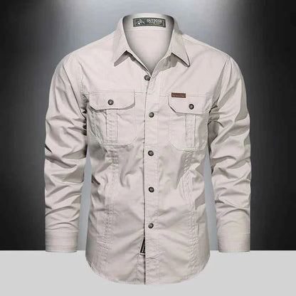 2024 Spring Cotton Cargo Shirt for Men Long Sleeve Multi-Pocket Shirts Outdoor Casual Clothing High Quality Military Overshirt