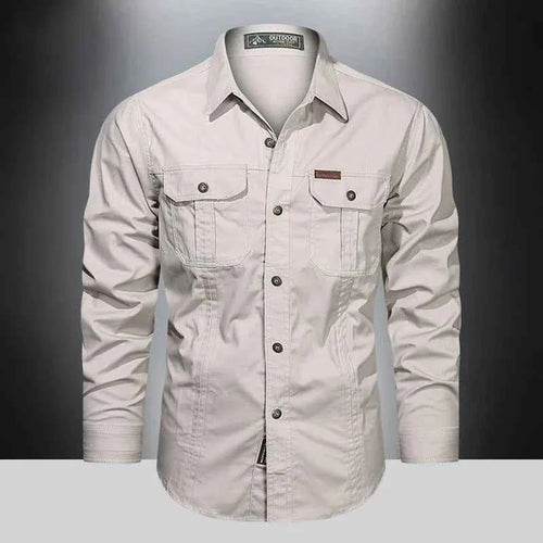 2024 Spring Cotton Cargo Shirt for Men Long Sleeve Multi-Pocket Shirts Outdoor Casual Clothing High Quality Military Overshirt
