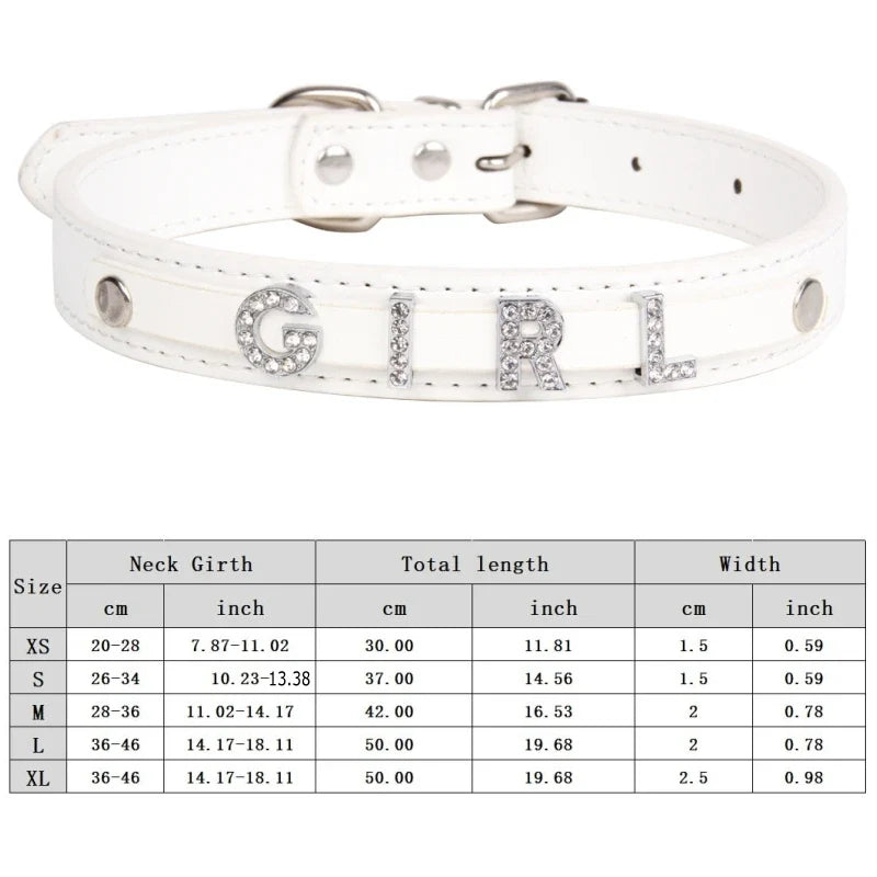 Personalized Dog Collar Bling Rhinestone DIY Names Puppy Cat Leather Collars Small Large Dog Necklace Free Name Pet Accessories