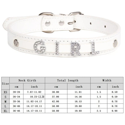 Personalized Dog Collar Bling Rhinestone DIY Names Puppy Cat Leather Collars Small Large Dog Necklace Free Name Pet Accessories