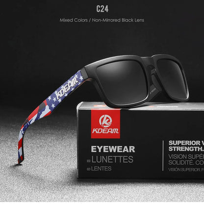 KDEAM Square Men's Polarized Sunglasses Outdoors Lifestyle Coating Sun Glasses New Matching Colors With Box