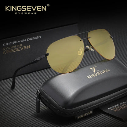 KINGSEVEN Brand Pilot Rimless Sunglasses Polarized UV400 Men Women Glasses Driving Eyewear