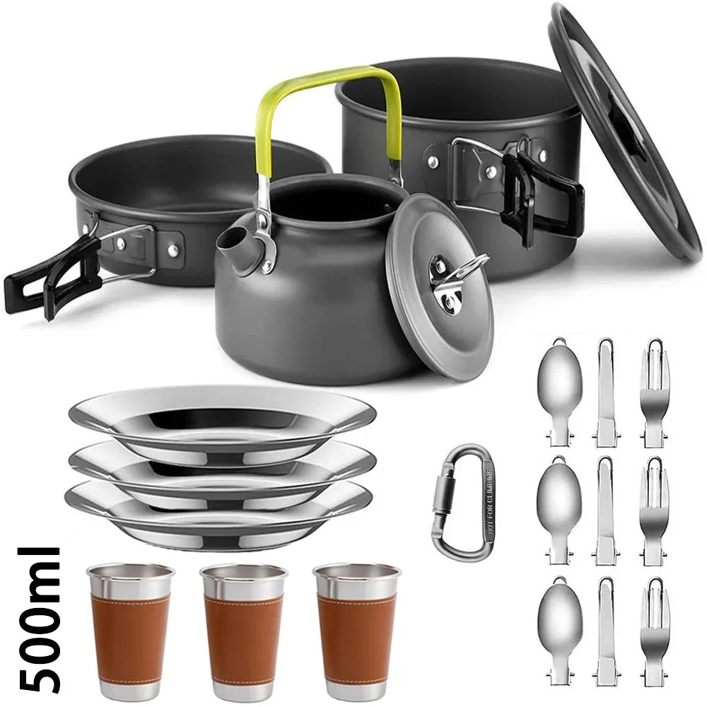 Aluminum Camping Cooking Set – Nonstick, Lightweight, Serves 2–3, 2 Package Options