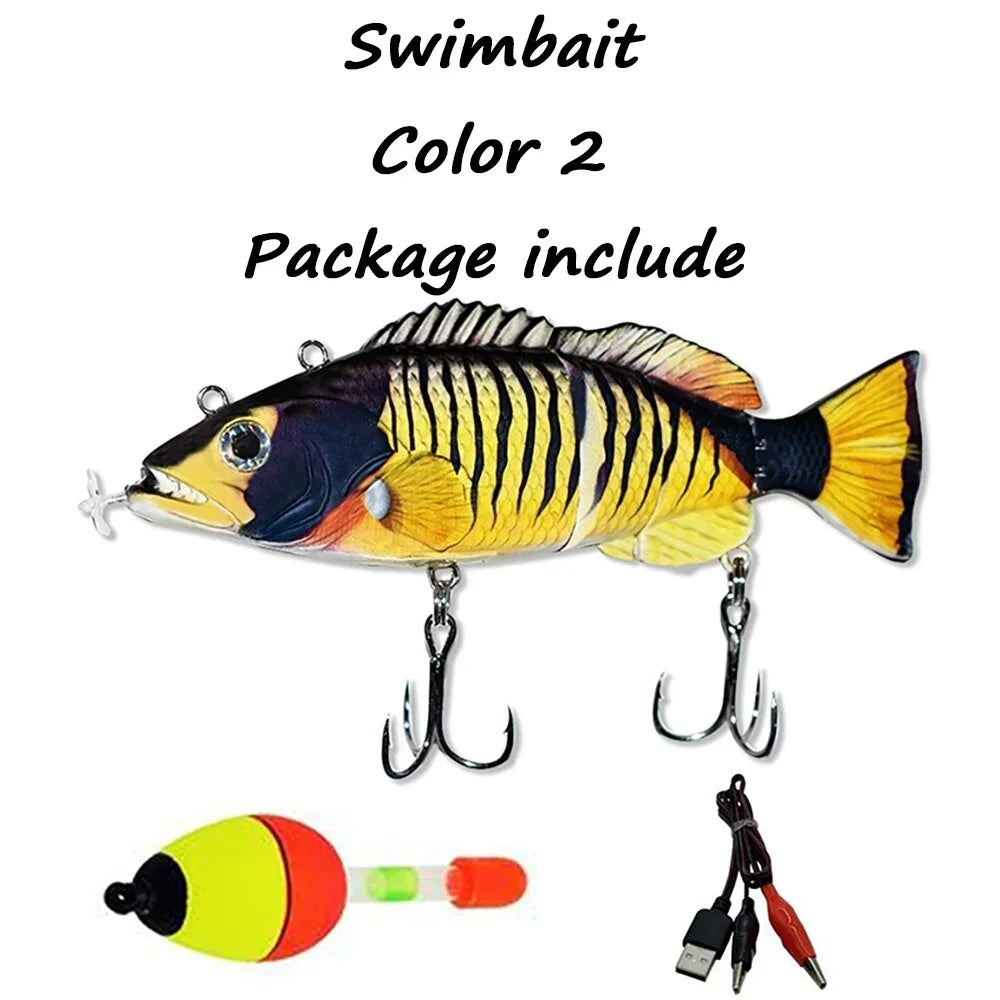 USB Rechargeable Electric Swimbait Lure – 4-Segment Auto Swimming, 13cm, 7 Colors