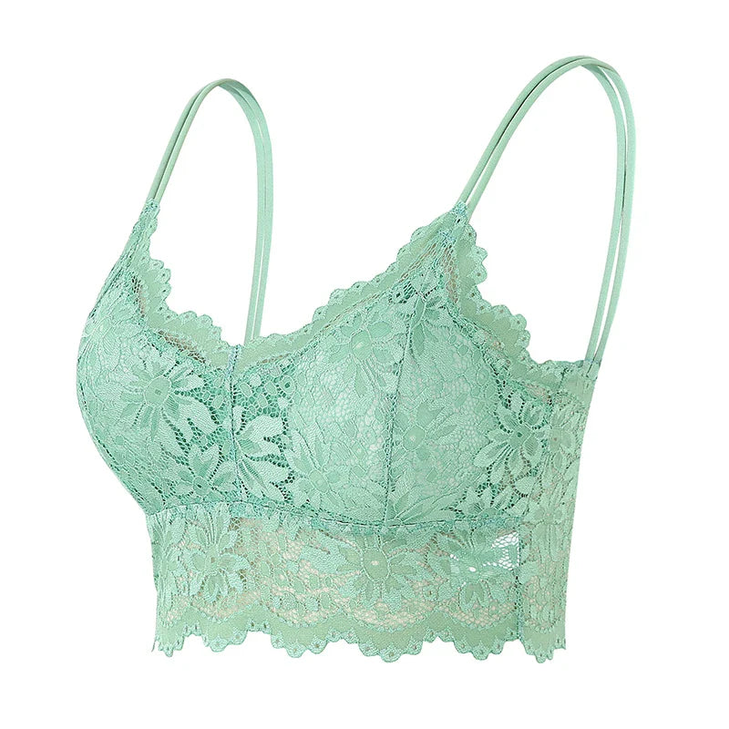 1PC Women Lace Bras Top Comfortable Bralette Solid Color Sexy Underwear Vest Female Hollow Out Wireless Lingerie Seamless Bra