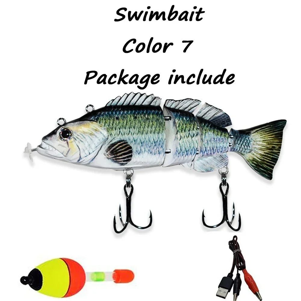 USB Rechargeable Electric Swimbait Lure – 4-Segment Auto Swimming, 13cm, 7 Colors