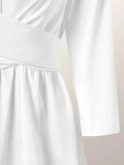 2023 Spring Summer Dresses for Women Lapel Solid Strap Long Sleeve Dress White Dress Women Clothing Streetwear Evening Dresses