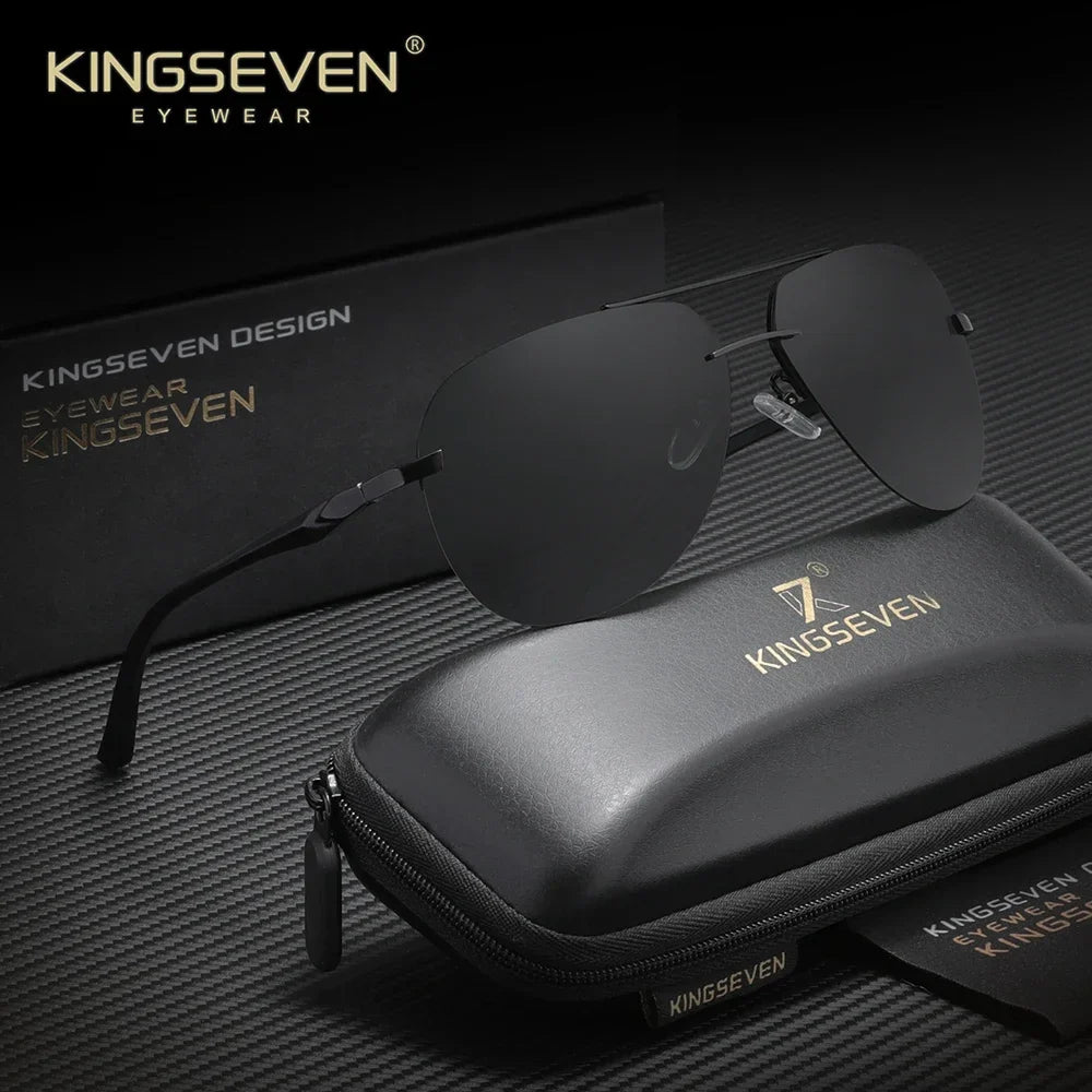 KINGSEVEN Brand Pilot Rimless Sunglasses Polarized UV400 Men Women Glasses Driving Eyewear
