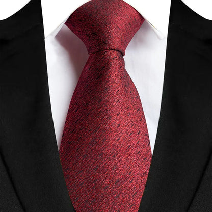 Luxury 8CM Mens Necktie Red Color Solid Stripes Paisley Ties For Man Groom Jacquard Woven Neck Tie For Business Wedding Party
