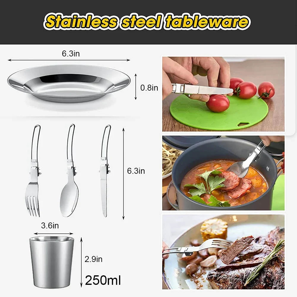 Aluminum Camping Cooking Set – Nonstick, Lightweight, Serves 2–3, 2 Package Options