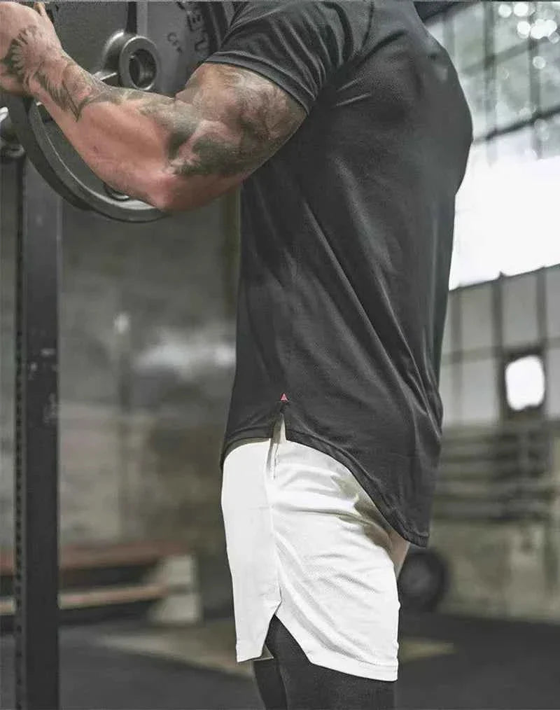 Men's Fashion Sports Shorts Four Seasons Running Sportswear Tight Double Layer 2-in-1 Sports Shorts