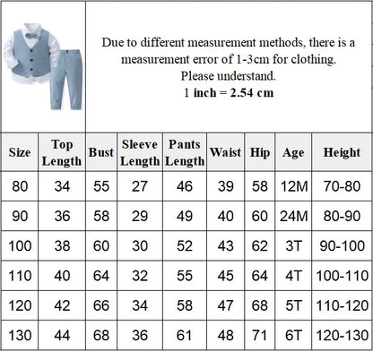 Gentleman Outfits Birthday Costume for Boy Children Spring Autumn Boutique Clothing Set Solid Vest Suit Kids Cotton Formal Wears