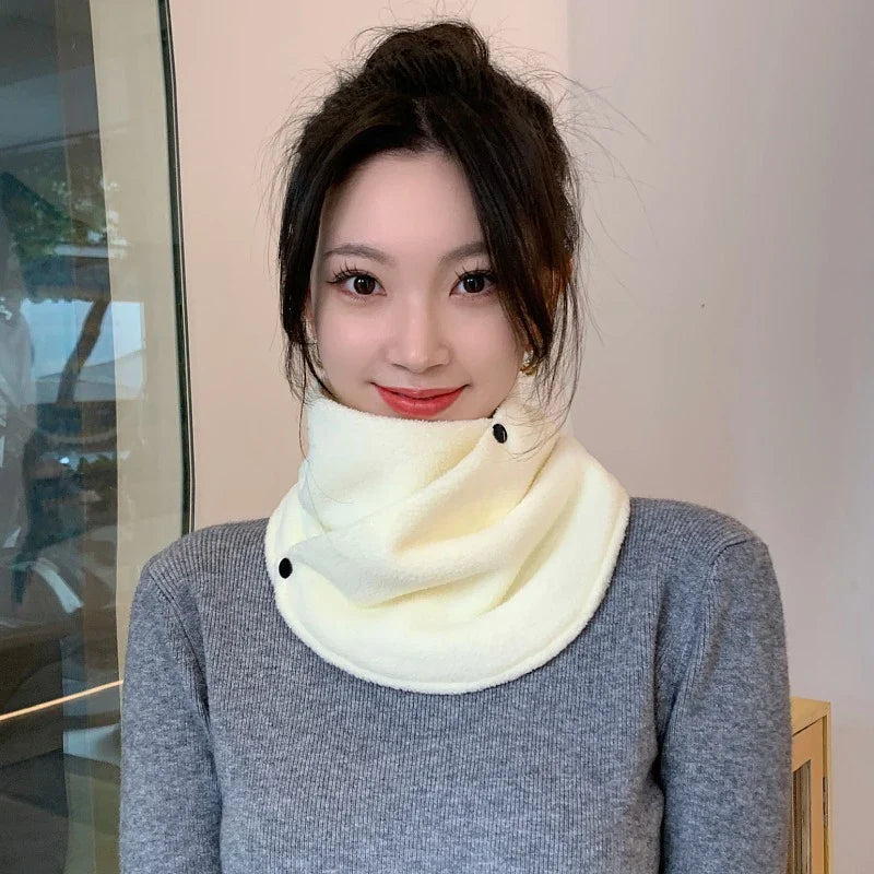 Lamb Fleece Women Scarves Winter Warm Fake Collar Scarf Solid Color Plush Bib Snood Female Windproof Wrap Neck Protection Polar