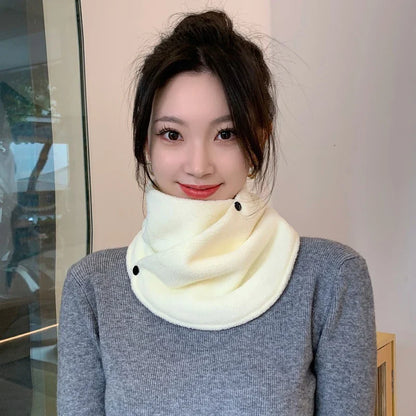 Lamb Fleece Women Scarves Winter Warm Fake Collar Scarf Solid Color Plush Bib Snood Female Windproof Wrap Neck Protection Polar