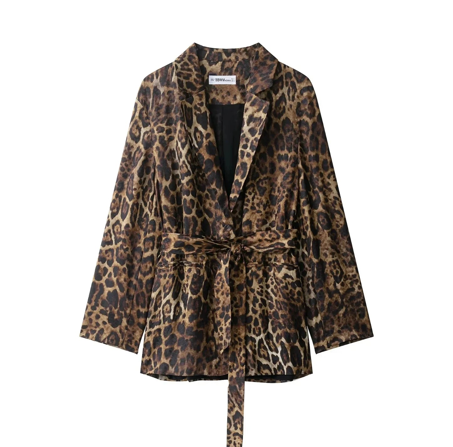 KONDALA Vintage Leopard Print Women Suits V Neck Sashes Long Sleeve Oversized Blazer+Wide Leg Pants Fashion 2025 Autumn Suits