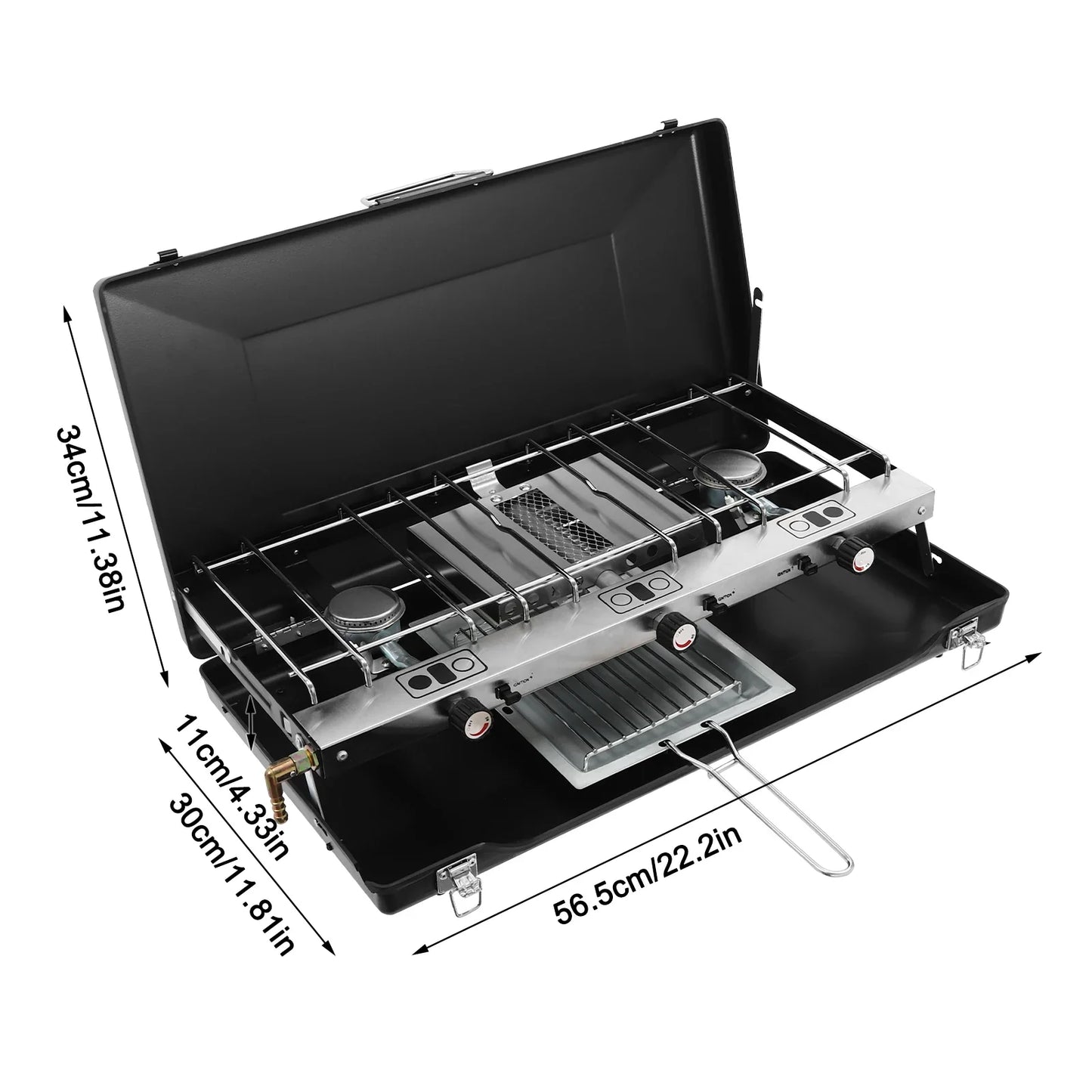 3-Burner Portable Camping Stove – 4.5kW, Piezo Ignition, Propane/Butane, No Assembly
