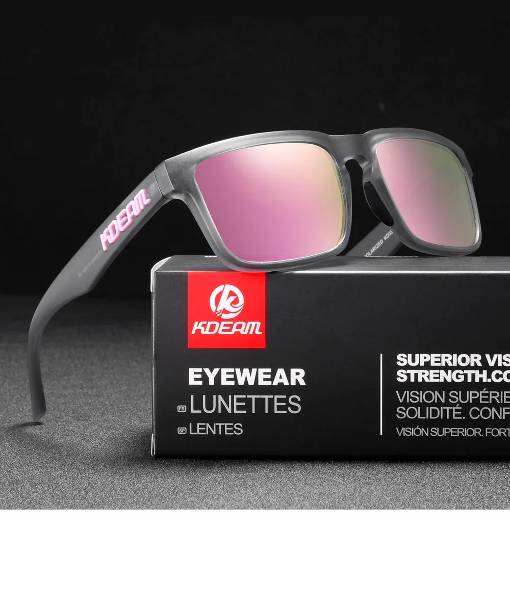 KDEAM Square Men's Polarized Sunglasses Outdoors Lifestyle Coating Sun Glasses New Matching Colors With Box
