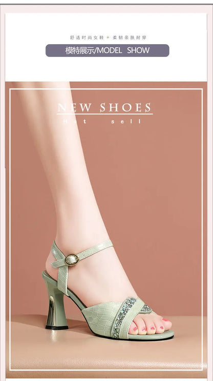 Elegant Sandals Ladies 2023 Shoes for Women Sandals Summer 2023 Peep Toe Dress Bling High Heels Sandals Female Fashion Sexy Shoe