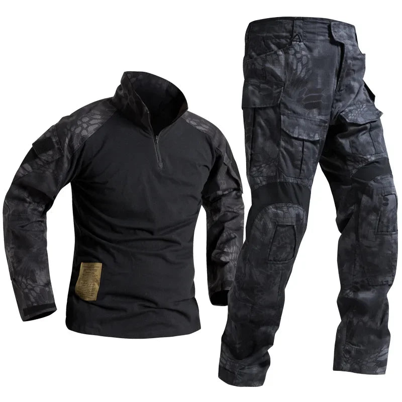 Camo Cargo Pants & Hiking Shirt Set – Cotton/Polyester, 4-Season, Sizes S–3XL