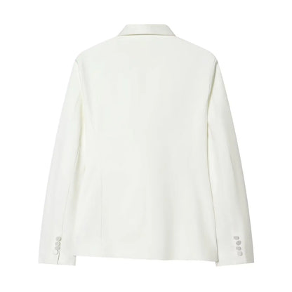HH 2026 Women New Fashion Solid 2-Piece Set Single Button Long Sleeve Blazer Jacket+High Waist Zipper Pockets Solid Long Pants