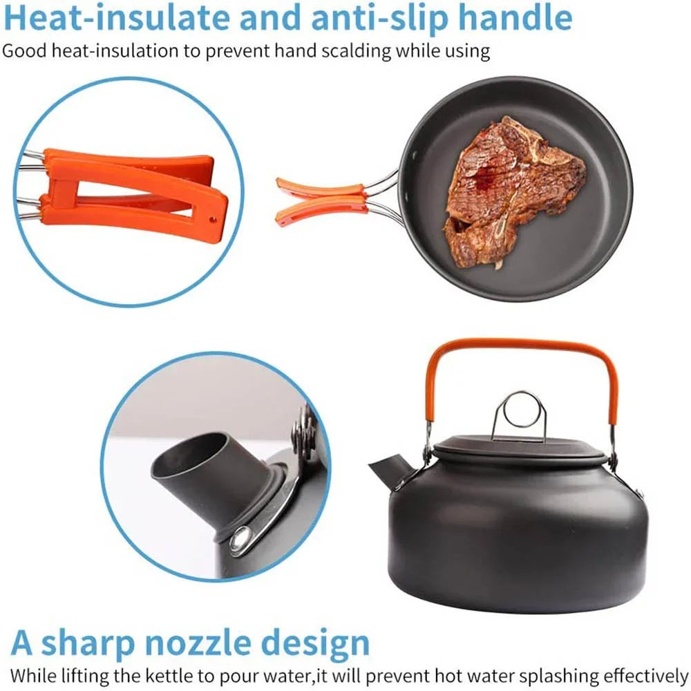 Aluminum Camping Cooking Set – Nonstick, Lightweight, Serves 2–3, 2 Package Options