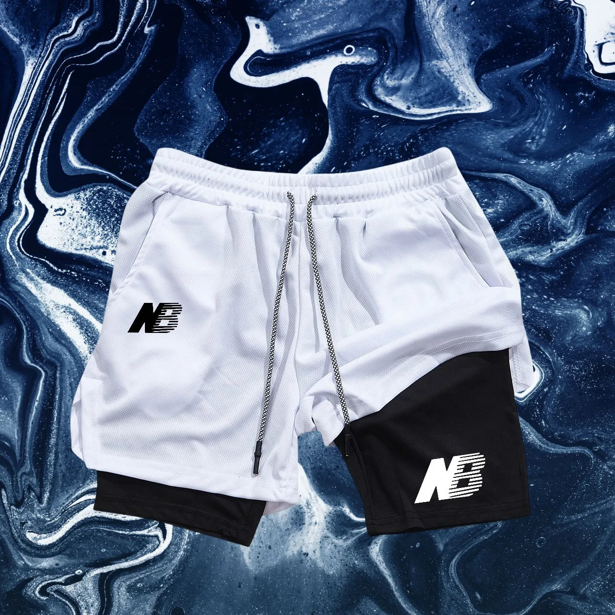 Men's Fashion Sports Shorts Four Seasons Running Sportswear Tight Double Layer 2-in-1 Sports Shorts