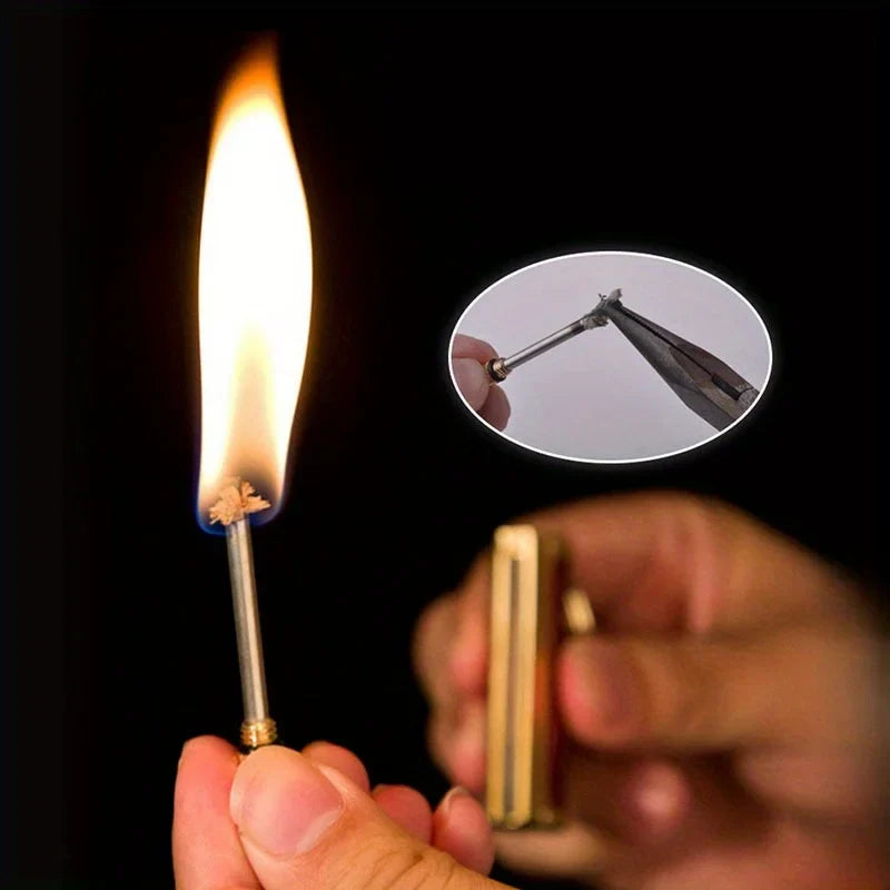 Vintage Permanent Lighter 10000Strikes Flint Metal Match Waterproof Reusable Fire Starter Portable Outdoor Camping Ignition Tool