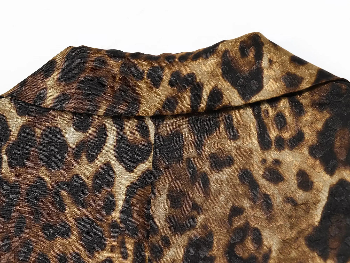 HH Women Autumn 2-Piece Set Chic Leopard Print Turn-Down Collar Pockets Belt Design Blazers+High Waist Zipper Wide-Leg Pants
