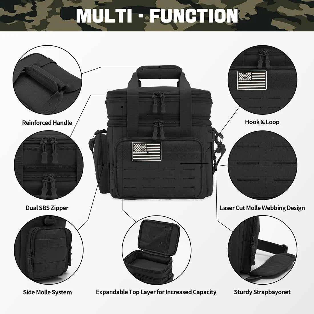 Men's Tactical Insulated Lunch Cooler Bag – Expandable 18L, Leak-Proof