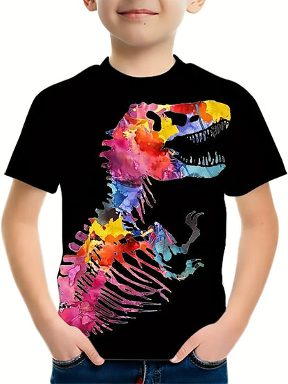 Children's Clothing Boys Tshirt Short Sleeve Child T-Shirt 3D Dinosaur Print Casual Kids Summer Clothes Girls Clothes Tops Tee