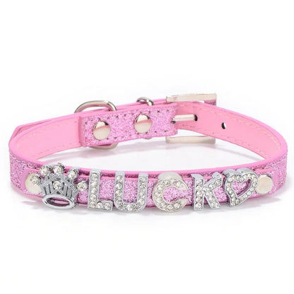 Customized Dog Id Collars Personalized Pet Name Pendant Rhinestone Cat Collar Anti-Lost Puppy Neck Strap Chihuahua Dog Supplies