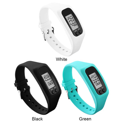 LED Pedometer Fitness Bracelet – Step Counter, Calorie Tracker, 12/24H Clock, 3 Colors