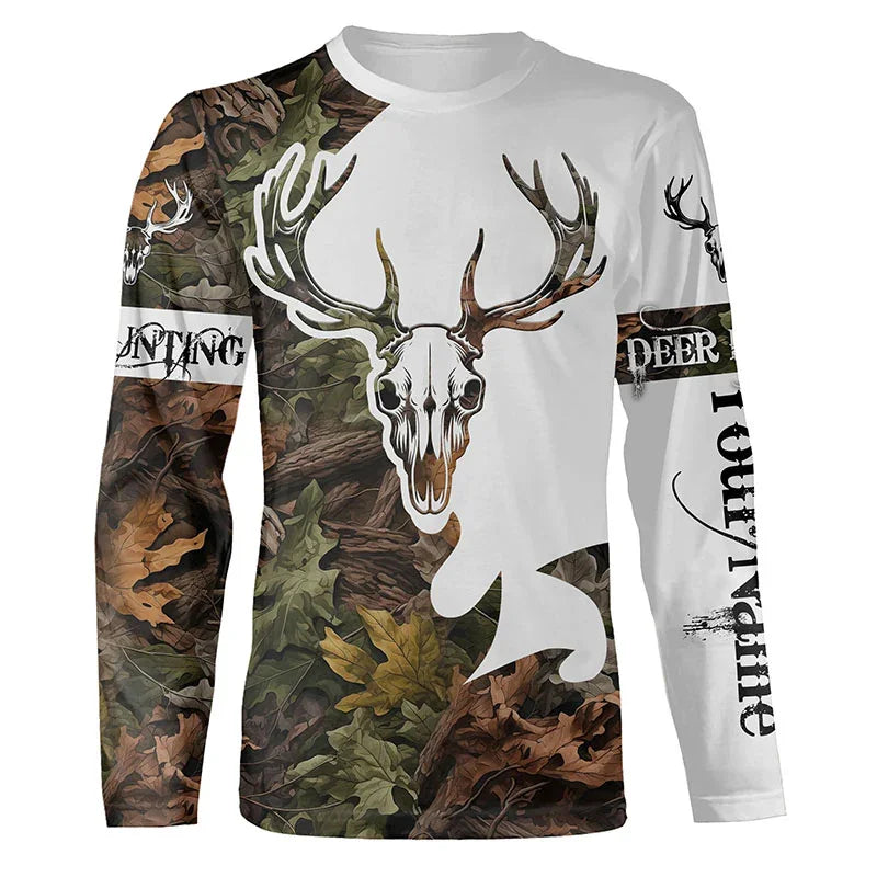 Men's 3D Wild Boar Camo Hunting T-Shirt – Long Sleeve Streetwear Tee