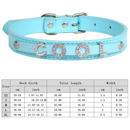 Personalized Dog Collar Bling Rhinestone DIY Names Puppy Cat Leather Collars Small Large Dog Necklace Free Name Pet Accessories