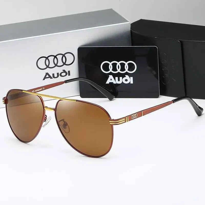 Audi UV400 Polarized AntiGlare Retro Flight Sunglasses Glasses for Motorcycle Classic FrogEye Outdoor Glasses Men Women 558