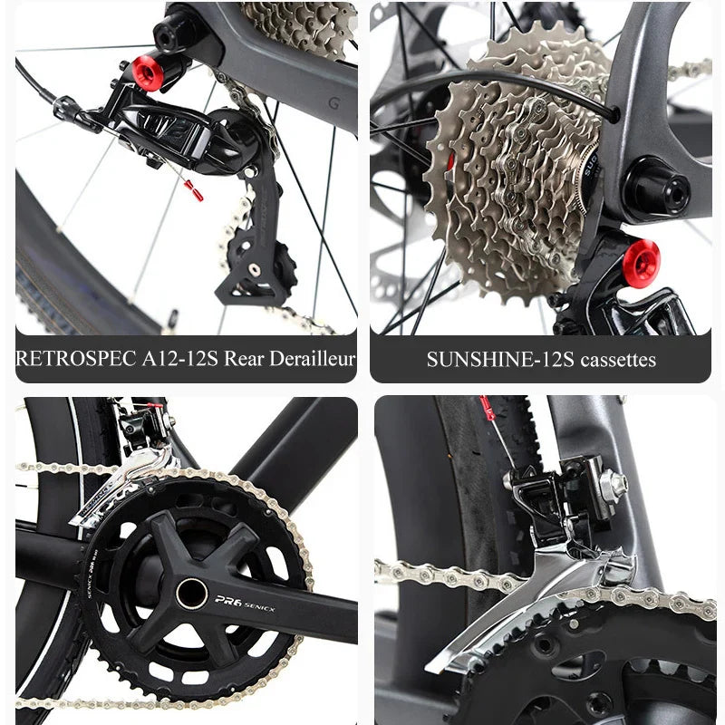TWITTER Hot Selling V3 Gravel Bike 700X40C Carbon Fiber Road Bicycle RS-24 Speed Touring Bikes With Flat Handle For Men Women